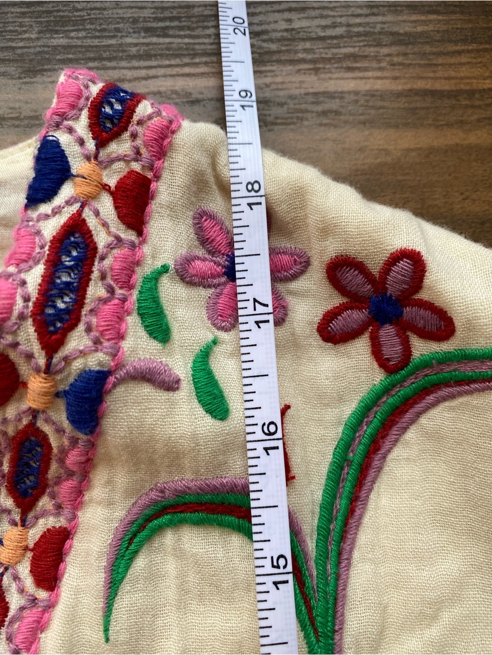 Zara Cream Sleeveless Embroidered Vest with Pink & Green Accents - Picture 6 of 7